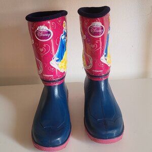 Disney princess pink colored rubber girl's rain boots size 31